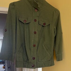 Olive Green Button-Up Women's Jacket